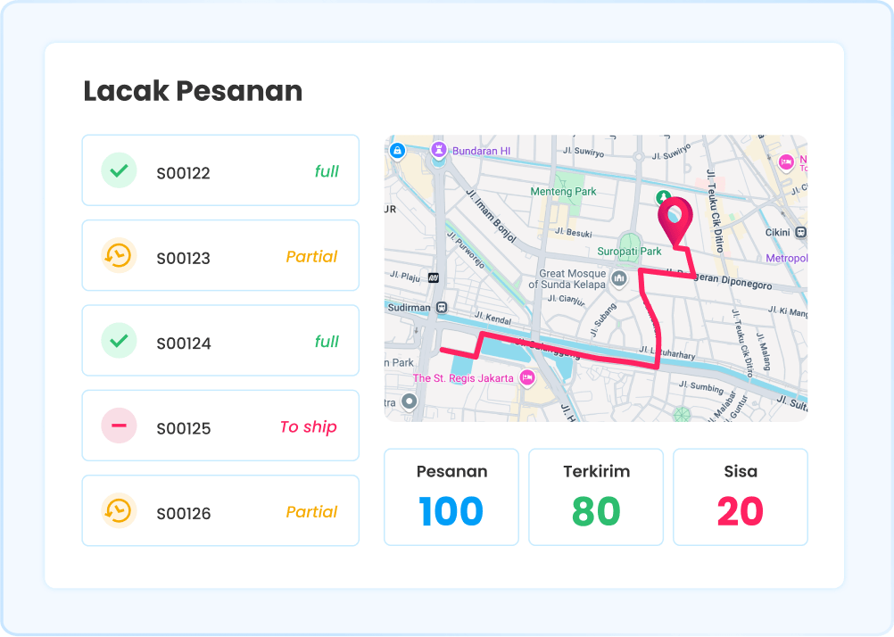 Ilustrasi fitur pelacakan pesanan di software Ukirama ERP