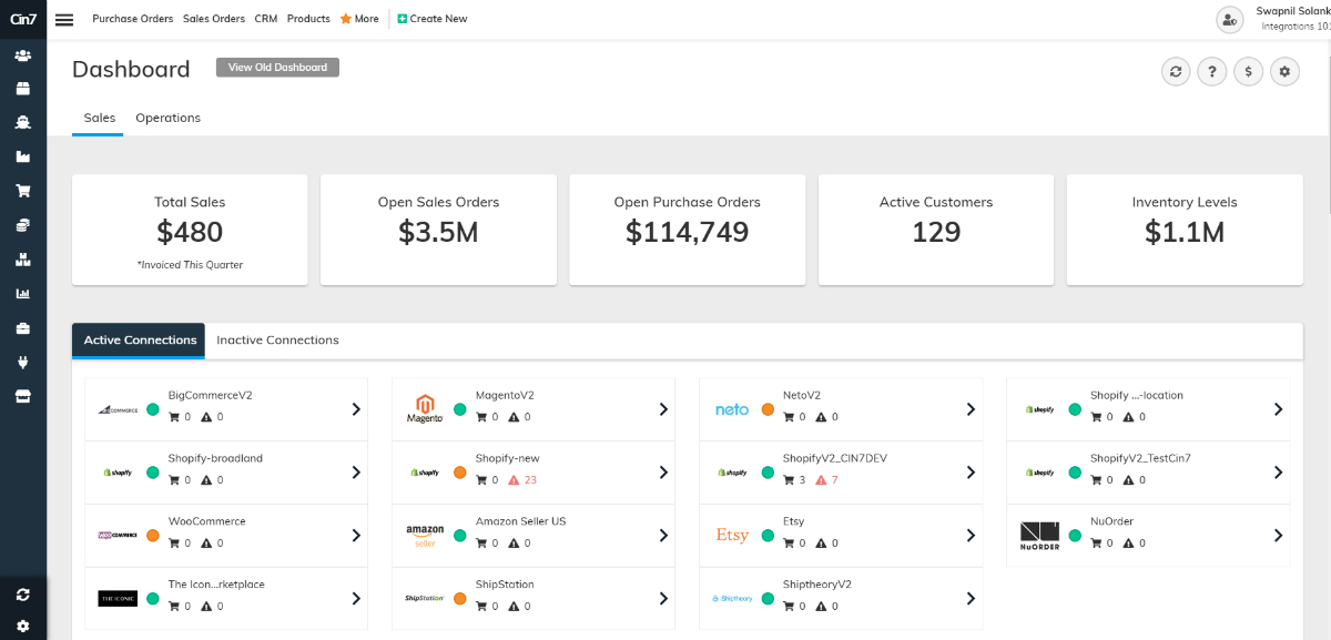 Cin7 dashboard