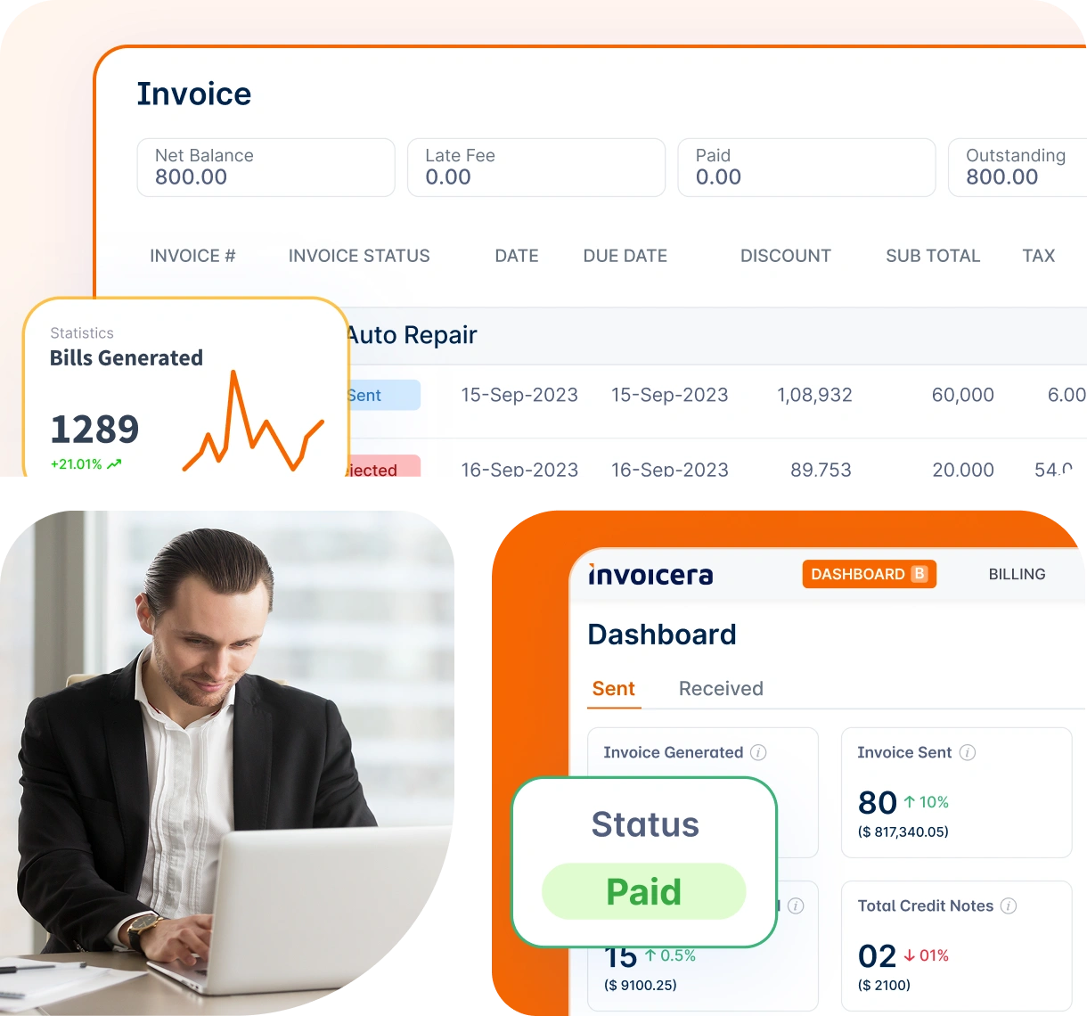 Ilustrasi dashboard Invoicera